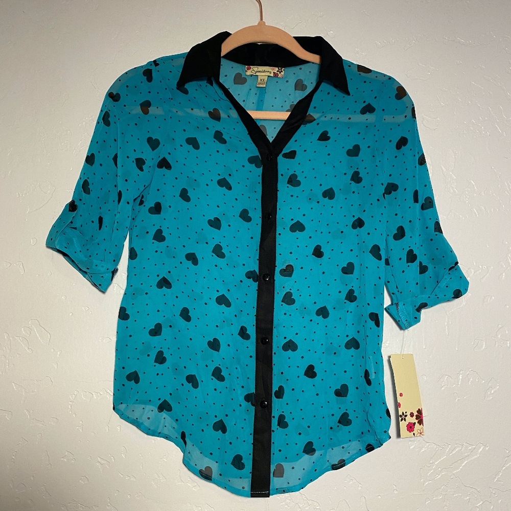 Nwt-Speechless Sheer Button Down, Size Xl. - image 1